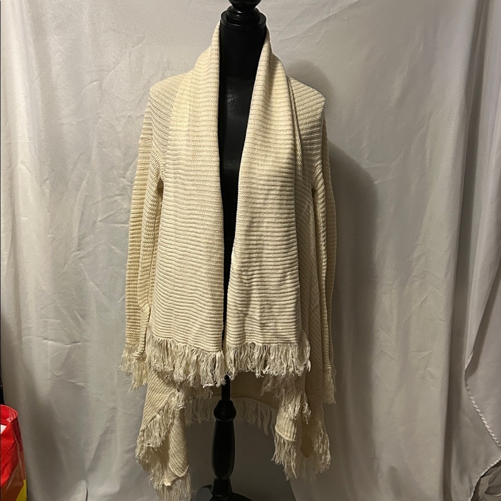 New Elegant Cream Fringed Women's Sweater